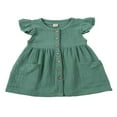 thumbnail image 1 of Filles Tout-Petits Robe Couleur Unie d'Été Lin Volant Mini Jupe Cqh, 1 of 6