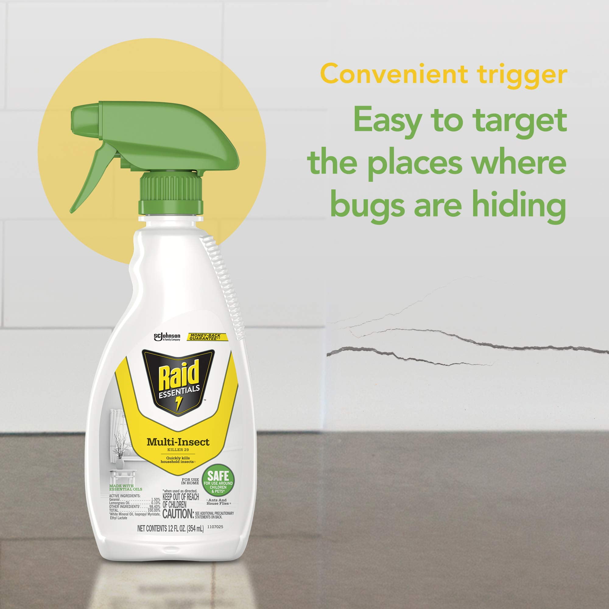 Raid Essentials Multi-Insect Killer Spray Bottle, Child & Pet Safe, for Indoor Use, 12 oz Pack of 3