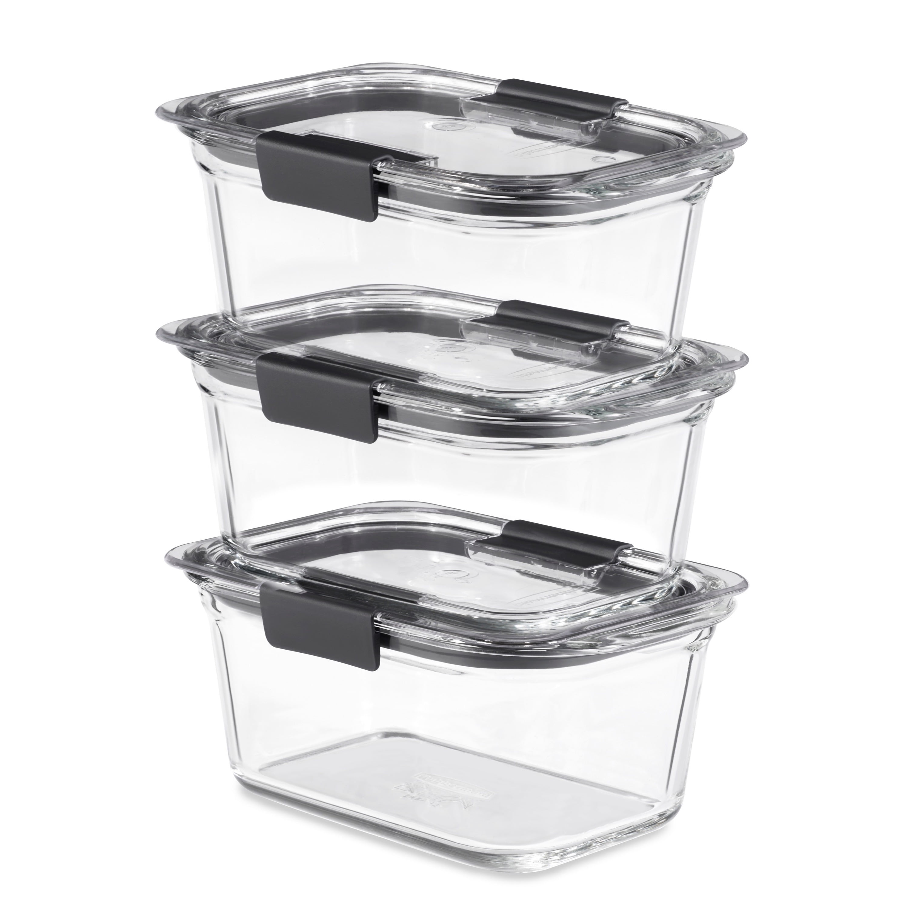 Rubbermaid Brilliance 3 Pack Glass Food Storage Containers 4 7 Cup Leak Proof Bpa Free