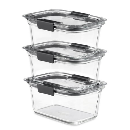 Rubbermaid Brilliance 3-Pack Glass Food Storage Containers  4.7-Cup  Leak Proof  BPA Free