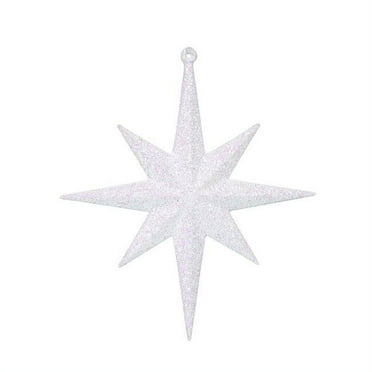8 in. White Glitter Bethlehem Star Ornament - 4 per Box