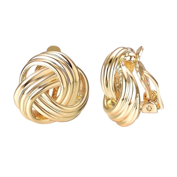 Yoursfs Gold Tone Love Knot Clip on Earrings for Women Gold Plated Clip Ons Non Pierced Earring Clips Fashion Jewelry