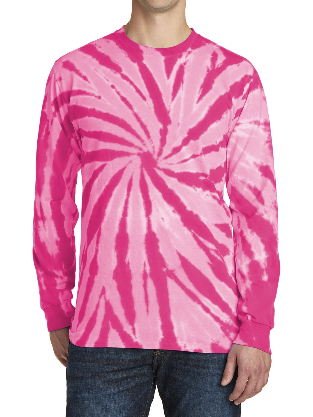 Men's Specialty TieDye Long Sleeve Throwback Look Tee Pink Large