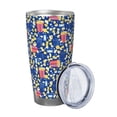thumbnail image 2 of Picia Cute Popcorn Pattern 20 oz Tumbler Stainless Steel Vacuum Insulated Coffee Ice Cup Double Wall Travel Flask Dual Lid Water Bottle, Eco-friendly Car Cup-Without Straw, 2 of 8