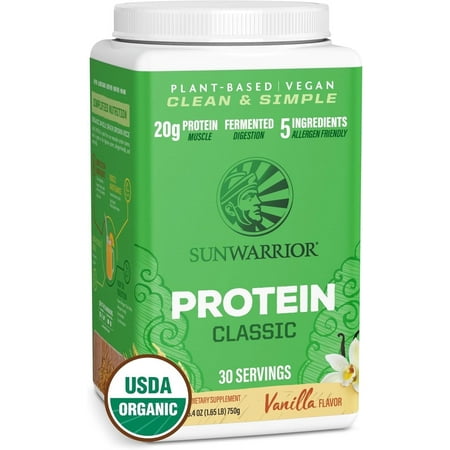 (2 pack) Sunwarrior Classic Protein Vanilla Organic Vegan Protein Powder with BCAA 750g