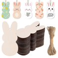 thumbnail image 1 of 60 Pcs Unfinished Easter Bunny Wooden Ornaments Wooden Peep Bunny Cutouts to Paint Blank Wood- Slices, 1 of 5
