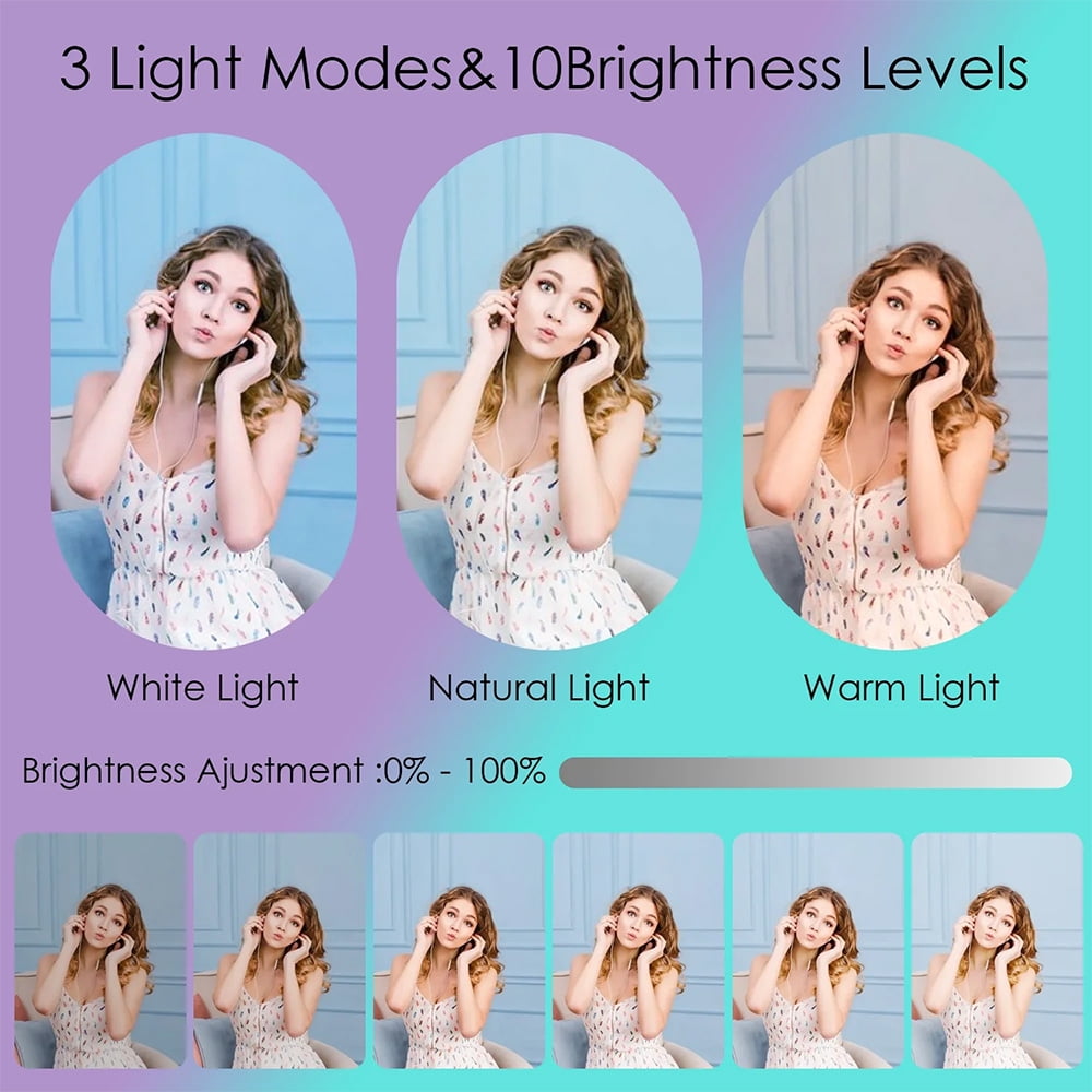 UEGOGO 10 inch RGB Ring Light with 43.3inch Tripod Stand & Phone Holder -LED Selfie Ringlight for Camera Makeup YouTube Live Streaming Zoom Meeting