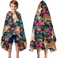 thumbnail image 3 of Shiba Inu Dog and Flower Floral Hooded Bath Towel，50"x30" for Ages 3 To 12 Kids, Quick Dry Lightweight Soft Microfiber Hood Beach Towel Cover Up for Kids, 3 of 7