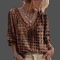 thumbnail image 2 of V-Neck Polka Dot Lace up Blouse for Women Casual 3/4,Polka Dot Lace up Blouse Ruffled V-Neck Tie Women, S, 2 of 7