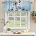 thumbnail image 3 of Blue Flower Valances for Windows, Decorative Rod Pocket Window Valance Curtains, Retro Gradient Texture Painting Plant Leaf Short Curtain Drapes for Kitchen/Living Room, 2 Panels, 42" W x 18" L, 3 of 8