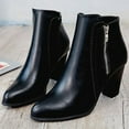 thumbnail image 5 of Mostsola Womens Round Toe Ankle Boots Stacked Heel Booties Retro Side Zipper Short Boots, 5 of 8