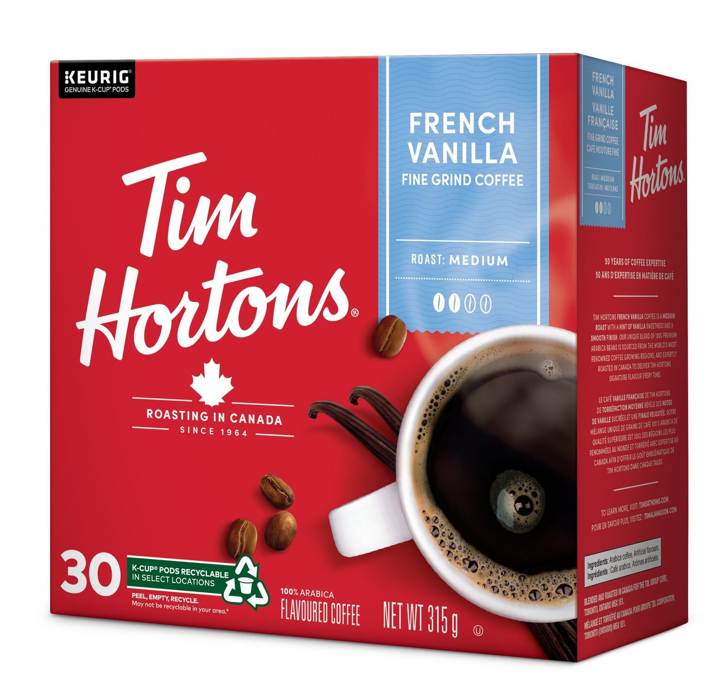 Tim Hortons Vanille Française Keurig K-Cup 30ct Keurig Capsules K-Cup 30ct