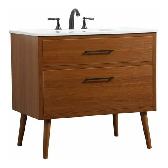 36 inch single bathroom vanity in teak