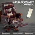 thumbnail image 3 of Kinnls Fully Reclining Jones Massage Office Chair,Genuine Leather Managerial Executive Home Office Desk Chairs Swivel Task Chair, Adjustable Back and Retractable Footrest (Massage Chair-Sunflower), 3 of 9