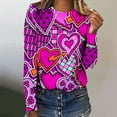 thumbnail image 2 of Sweatshirts for Teenagers Fashion Heart Tie-Dye Printed Crew Neck Casual Long Sleeve Pullover Tops Valentine Gift(Hot Pink,XXL), 2 of 4