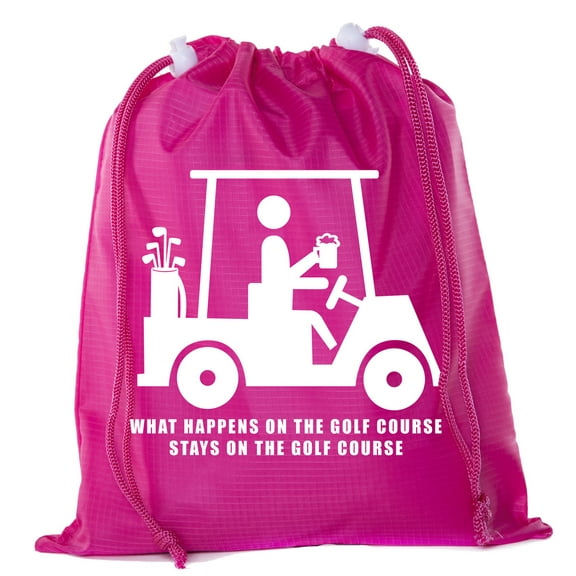 Mato & Hash Mini Drawstring Golf Bags | Golf Favor Bags for Leagues 3 Pink