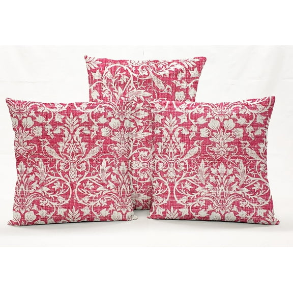Pink Floral Damask Pillowcase / Pillow Cover by Penny's Needful Things (12 x 12)
