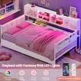 thumbnail image 3 of Daybed with 2 Drawers, LED Light, Heavy Duty Metal Twin Bed Frame with Storage Headboard & Charging Station, Adjutable Glass Shelves,DayBed for Living Room,Bedroom and Guest Room,White, 3 of 7