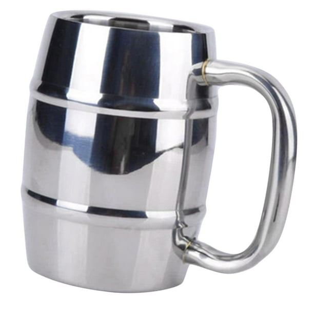 Vaso de cerveza con aislamiento de acero inoxidable, ideal para vodka, té y bebidas, regalo en forma de barril. 550ml