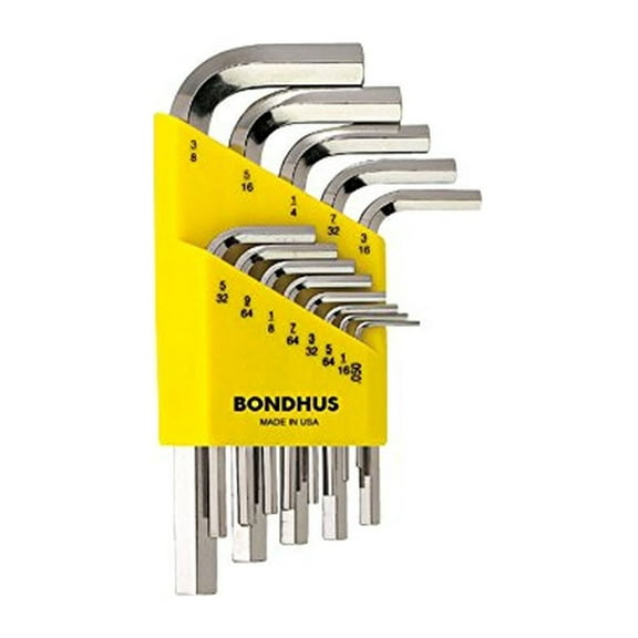 Bondhus 16237 Set of 13 Hex L-wrenches w/BriteGuard,Short,sizes .050-3/8"
