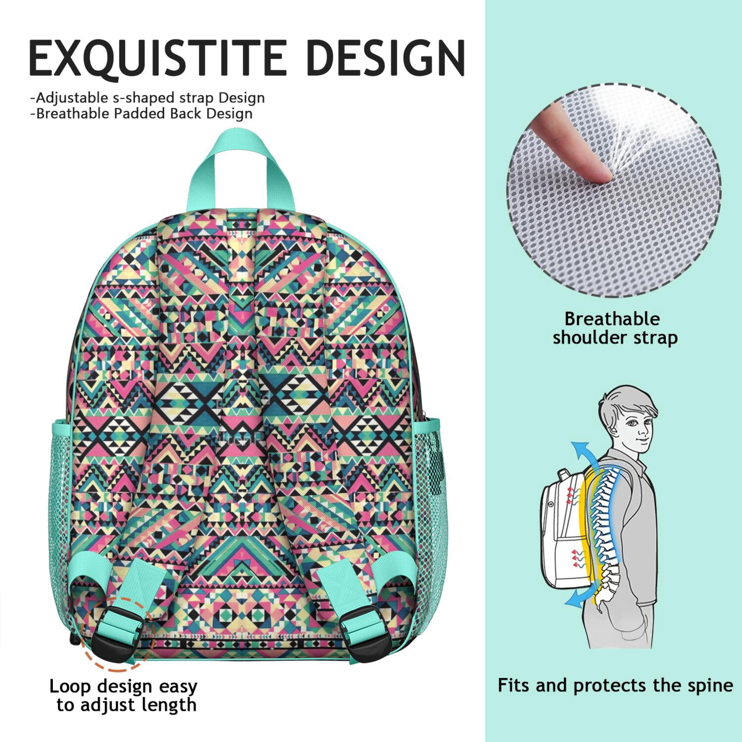 Aesthetic Cat Pattern Backpack - Spine-Friendly & Adjustable for Teens