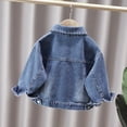 thumbnail image 6 of RoamHome Girls Denim Jacket Long Sleeve Button Down Jean Coat with Lace Collar Pockets for Toddler Kids Little Girls, Casual Lapel Outerwear, 6 of 8