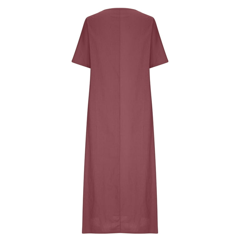 Ruimatai Women's Casual Loose Long Dress with Slit Round Neck Short Sleeve Comfortable Flowy Summer Maxi Dress - Walmart.com Ruimatai Women's Casual Loose Long Dress with Slit Round Neck Short Sleeve Comfortable Flowy Summer Maxi Dress - Walmart.com