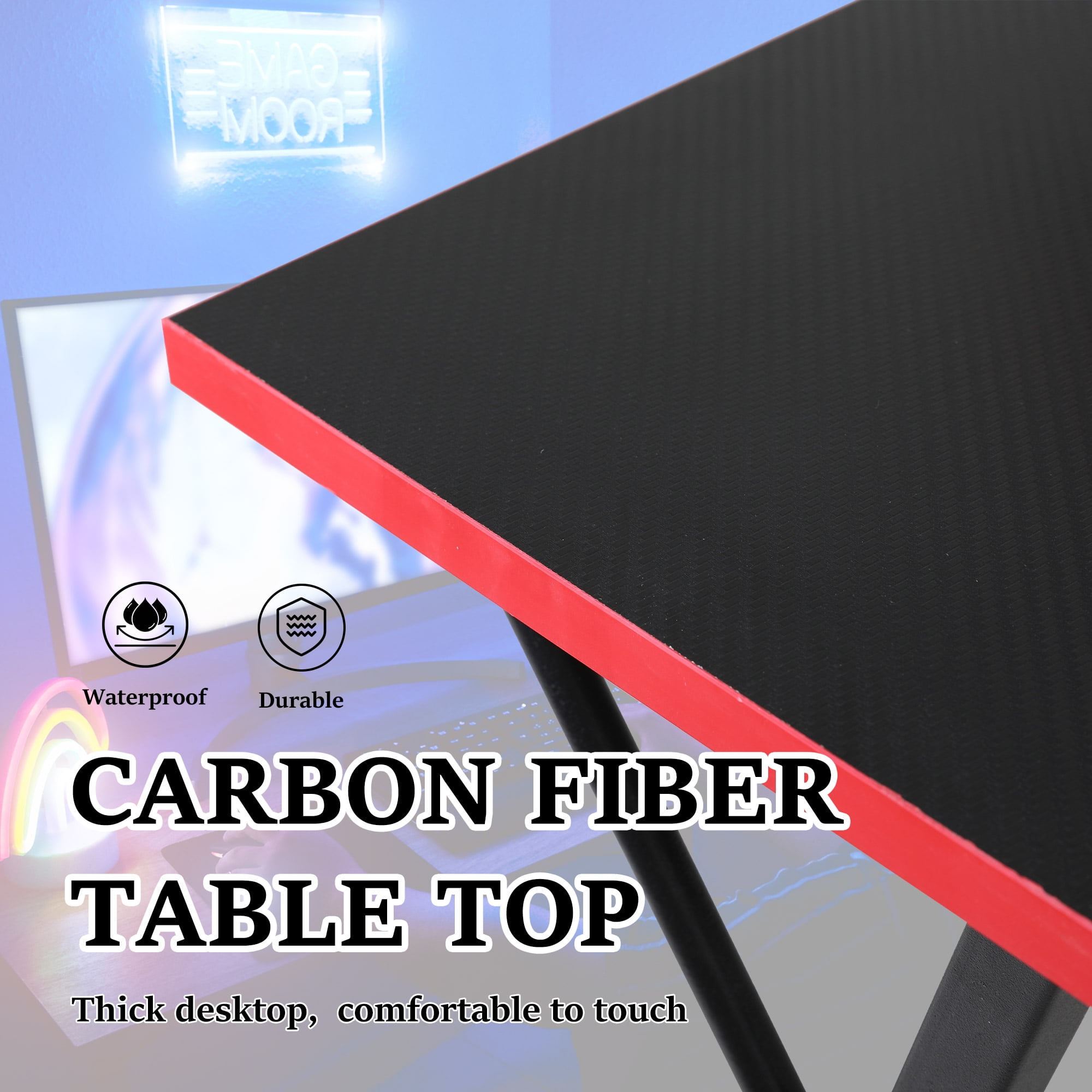 CL.HPAHKL L Shaped Corner Desk, PC Gaming Desk Table with Large Desktop 50 Inch L Shape Computer Desk Corner Gaming Desk with Monitor Stand for Home Office Dorm Small Space, Easy to Assemble, Black