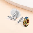 thumbnail image 6 of PhooArto Men's Classic Stainless Steel, Sunflower and USA Flag Cufflinks Business Wedding Shirts, Silver, 6 of 6