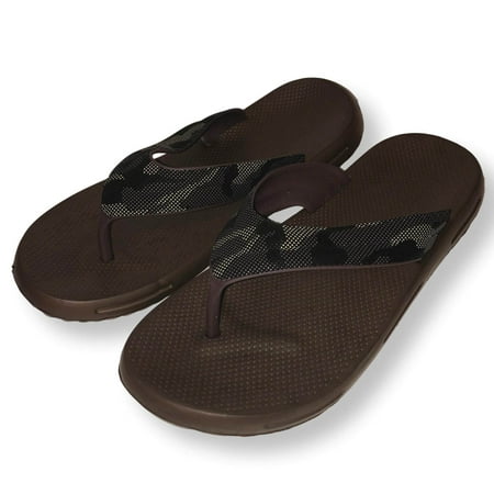 Mens Thong Sandals Camo Flip Flop Shower Shoes, Black, Brown and Gray ...