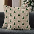 thumbnail image 4 of Christmas Throw Pillow Covers, Square Pillows Cover, Christmas Tree Throw Pillow Cover Decor, Throw Pillow Soft Plush Cushion Cover for Holiday Winter Home Sofa Bed Porch(18x18", without core), 4 of 6
