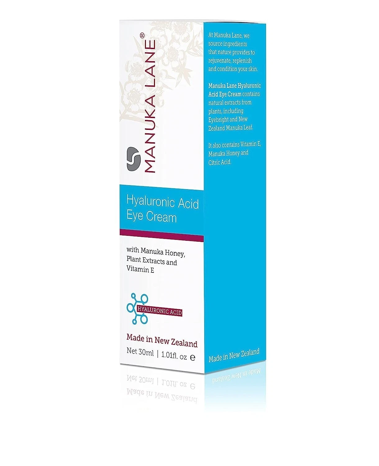 Hyaluronic Acid Eye Cream with Manuka Honey, Plant Extracts, Eye Bright & Vitamin E