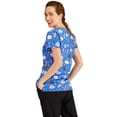 thumbnail image 2 of Minty Mint, Women's, Stretch Printed V-Neck Medical Scrub Top, Blue, L, 2 of 4