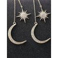 thumbnail image 3 of Pendientes largos colgantes para mujeres y niñas, bisutería de moda, bonitos pendientes colgantes de oro y plata, pendientes de luna, estrellas y sol., 3 of 5