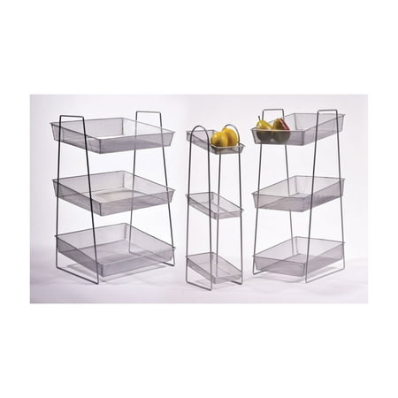 POP Silver 6 Inch x 8 Inch Silver Mesh 3 Tier Wire Basket ...