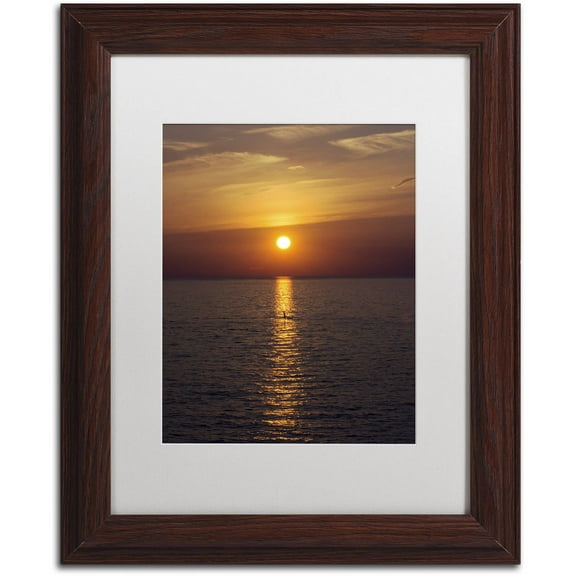 Trademark Fine Art "Sunset Paddleboard" Canvas Art by Kurt Shaffer, White Matte, Wood Frame