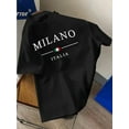 thumbnail image 4 of Milano Italia Graphic Casual Crew Neck T-Shirt, Cotton Knit Fabric, Regular Fit, with Geometric Pattern, for Adults, Summer Short-Sleeve Tee with Slight Stretch, Leisure Sports Tee, 4 of 5
