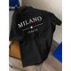 thumbnail image 2 of Camiseta informal de cuello redondo con estampado gráfico de Milano Italia, tejido de punto de poliéster, corte regular, con estampado geométrico, para adultos, manga corta de verano con ligero estira, 2 of 5