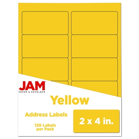 JAM Paper Shipping Address Labels Standard Mailing 2 x 4 Yellow 120/Pack