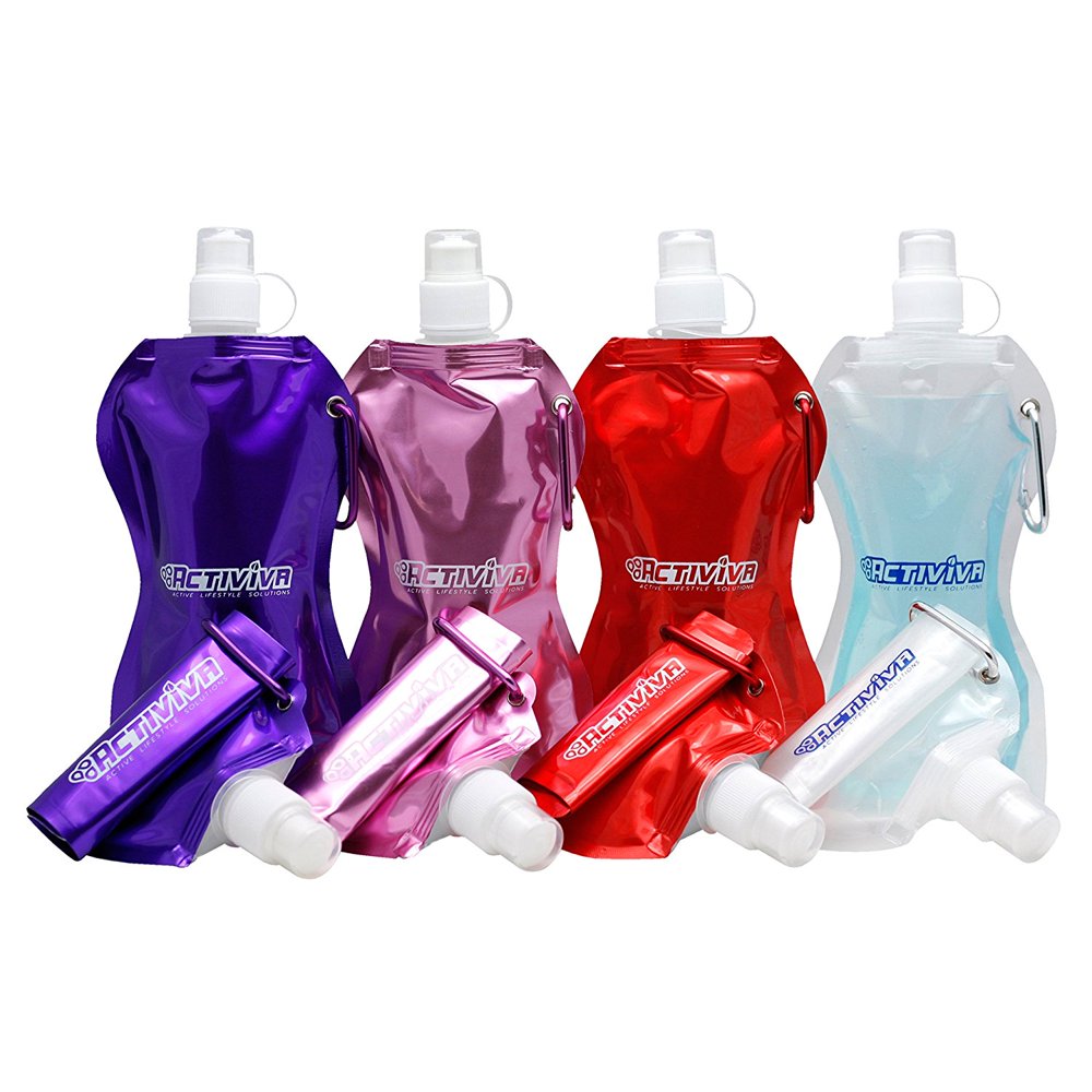 Collapsible Wave Water Bottle with Carabiner Clip (500 ML) BPA Free by