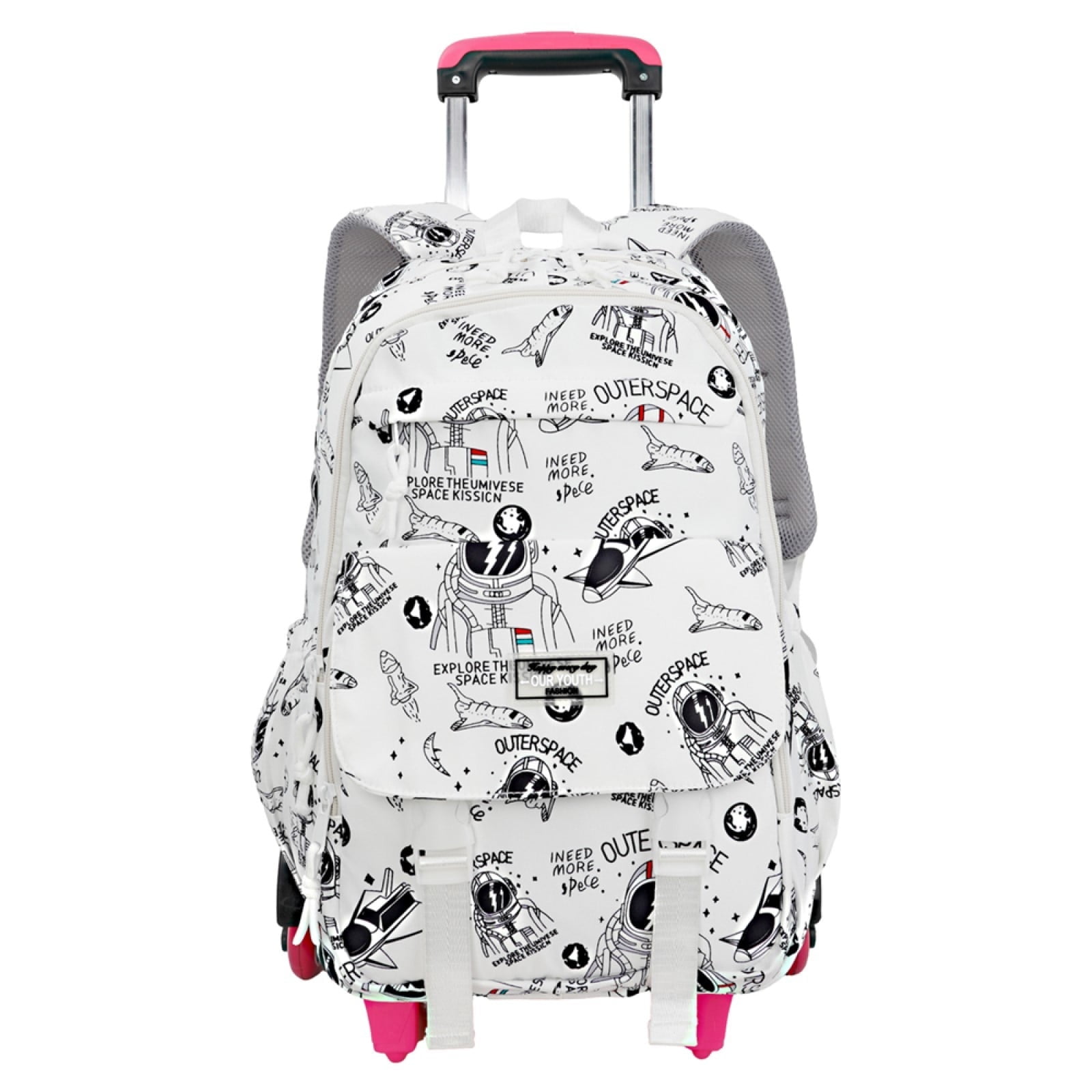 IvyH Rolling Backpack, Large Graffiti Cute Wheeled Backpacks Waterproof School Bag