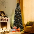 thumbnail image 4 of Gymax 7 ft Artificial PVC Slim Pencil Christmas Tree Pre-lit Black Halloween Tree, 4 of 10