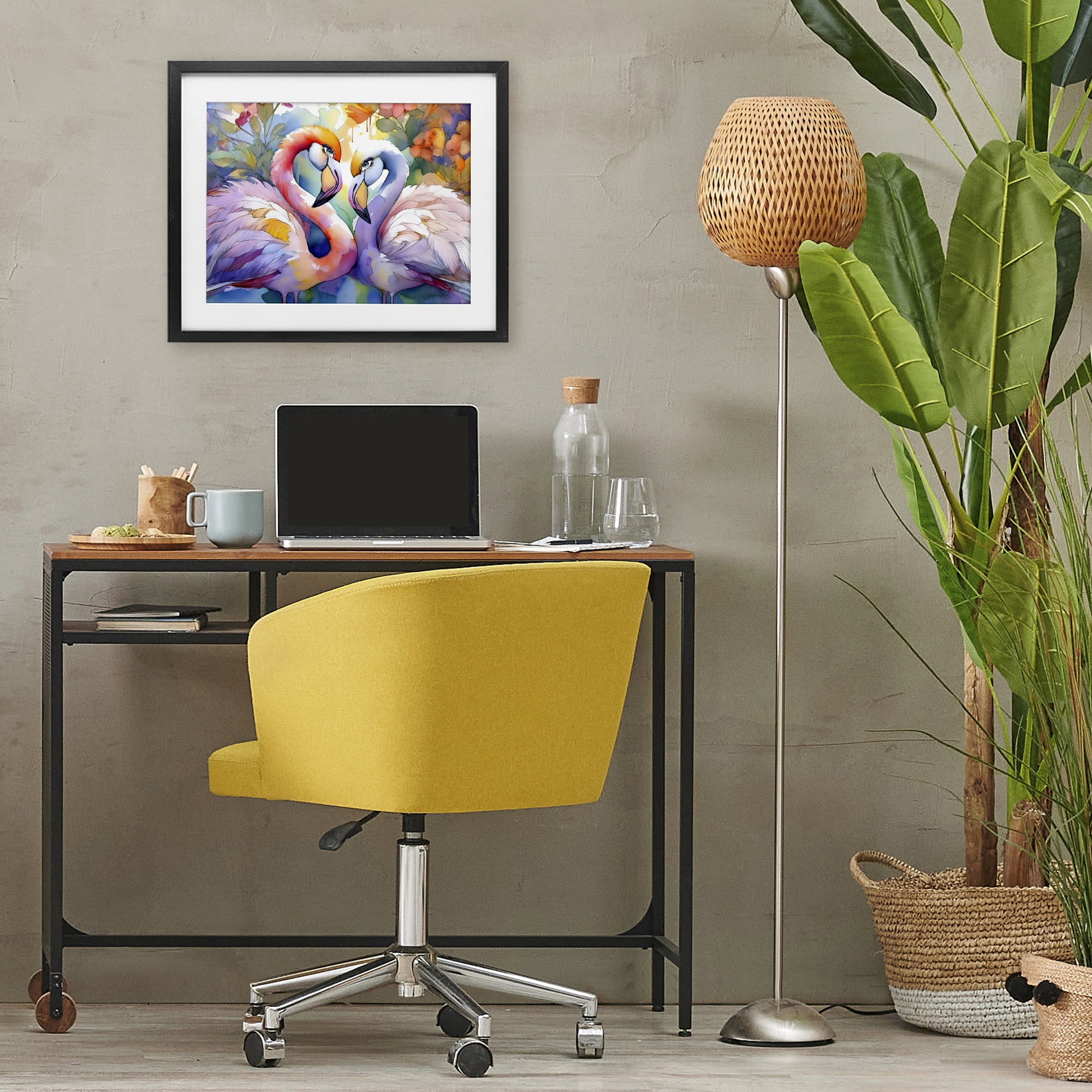 Stupell Industries Flamingo Love Pair Black Framed Print Under Glass, design by Shelly Craig