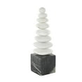 thumbnail image 6 of 3" x 12" White Marble Stacked Stone Abstract Sculpture with Black Block Base, by DecMode, 6 of 9