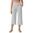 thumbnail image 2 of Kinrui Women's Capri Pants with Pocket Stretch High Waist Yoga Capri Tourses Casual Crop Capris Pants Gray M, 2 of 9