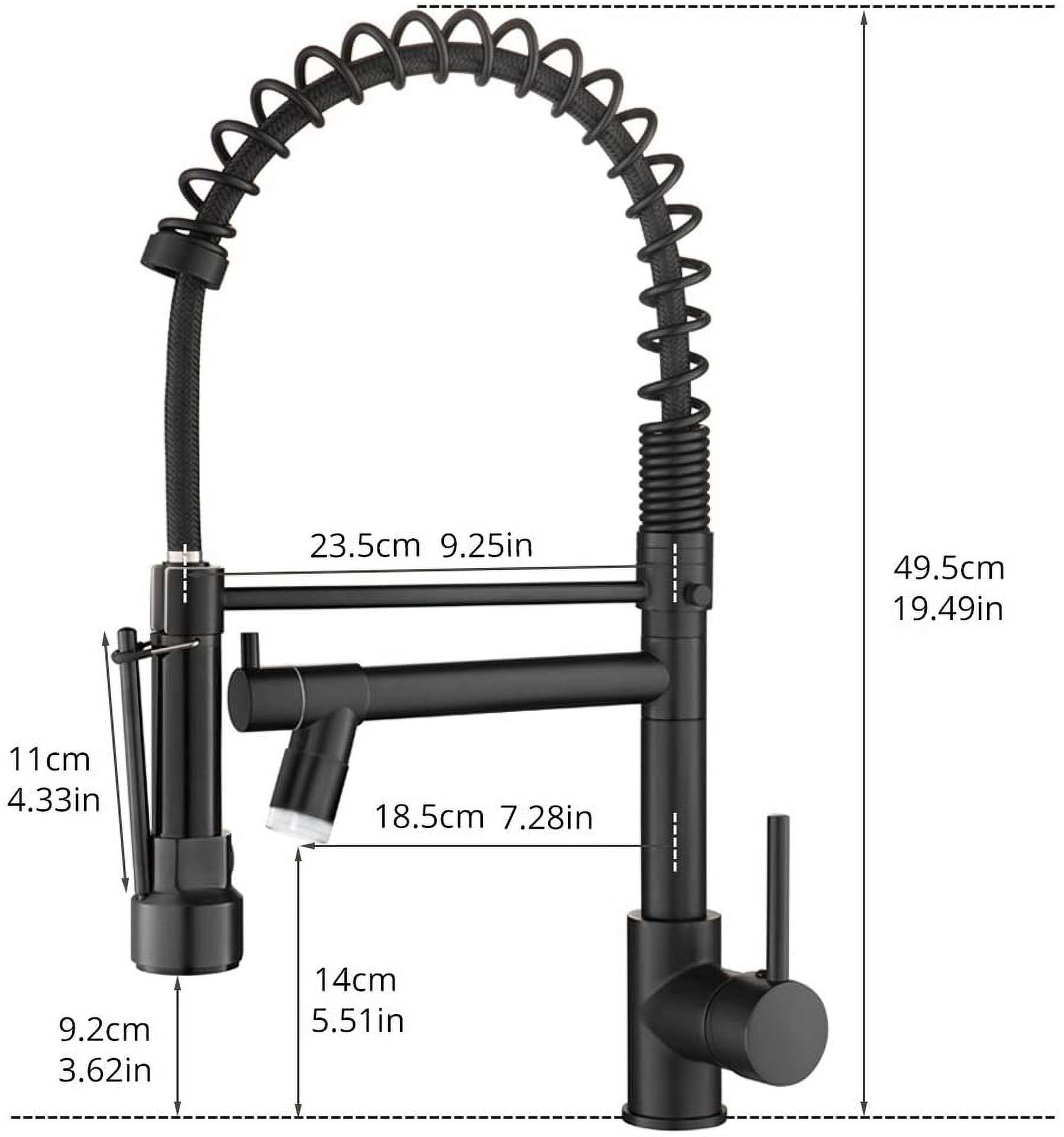 Modern LED Kitchen Faucet with Pull-Down Sprayer,Single Handle Single Lever Kitchen Sink Faucet, 2.5" x 9.25" x 19.49,Black