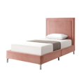 thumbnail image 2 of Inspired Home Raffaele Velvet Platform Bedframe Full Size Nailhead Trim, Blush, 2 of 9