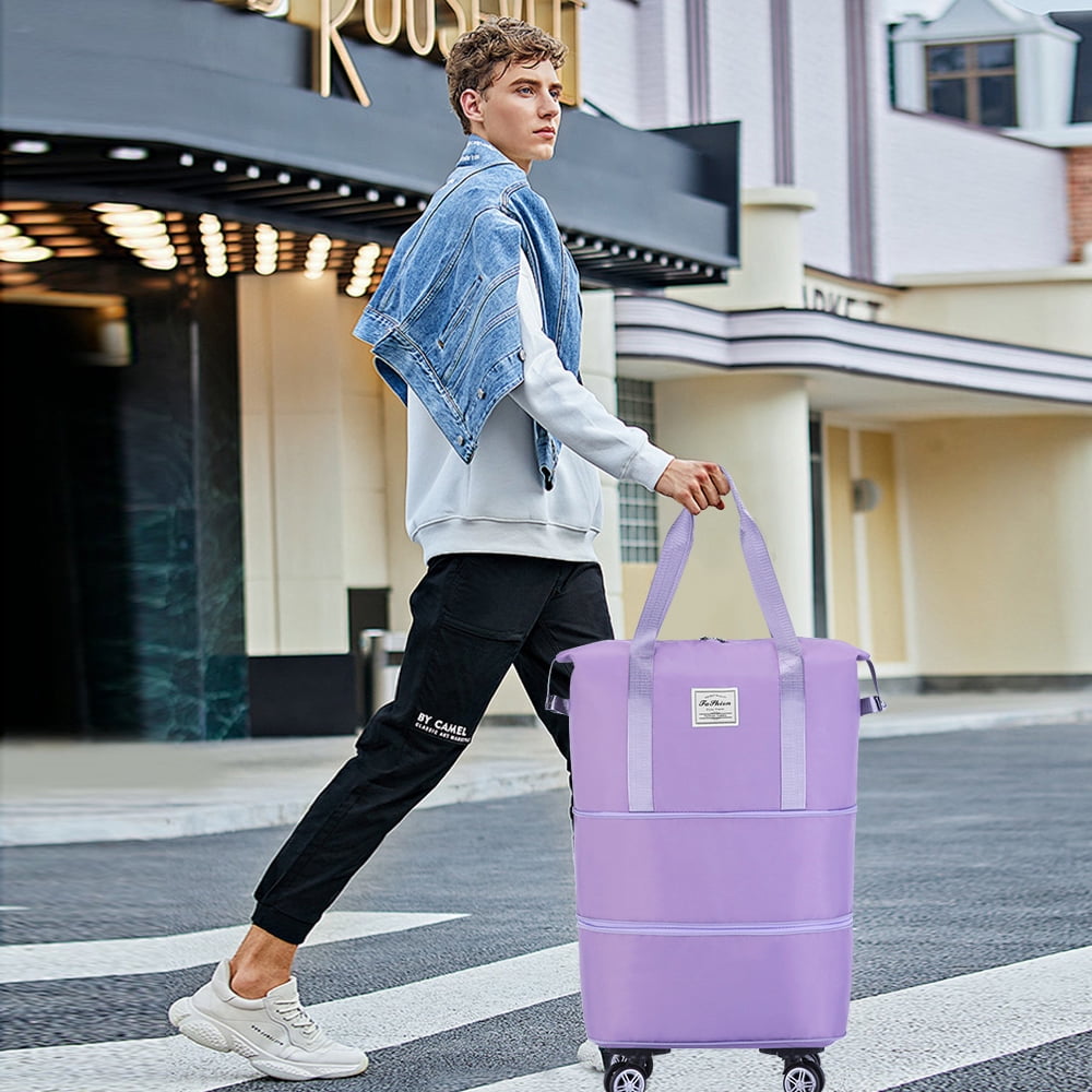 Youersen Rolling Duffle Bag, Expandable and Foldable Travel Bag for Weekend Trips and Carry-on Luggage