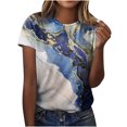 thumbnail image 2 of Patlollav Womens Plus Size Summer Round-Neck Short Sleeve Print Casual T-Shirt Blouse, 2 of 5
