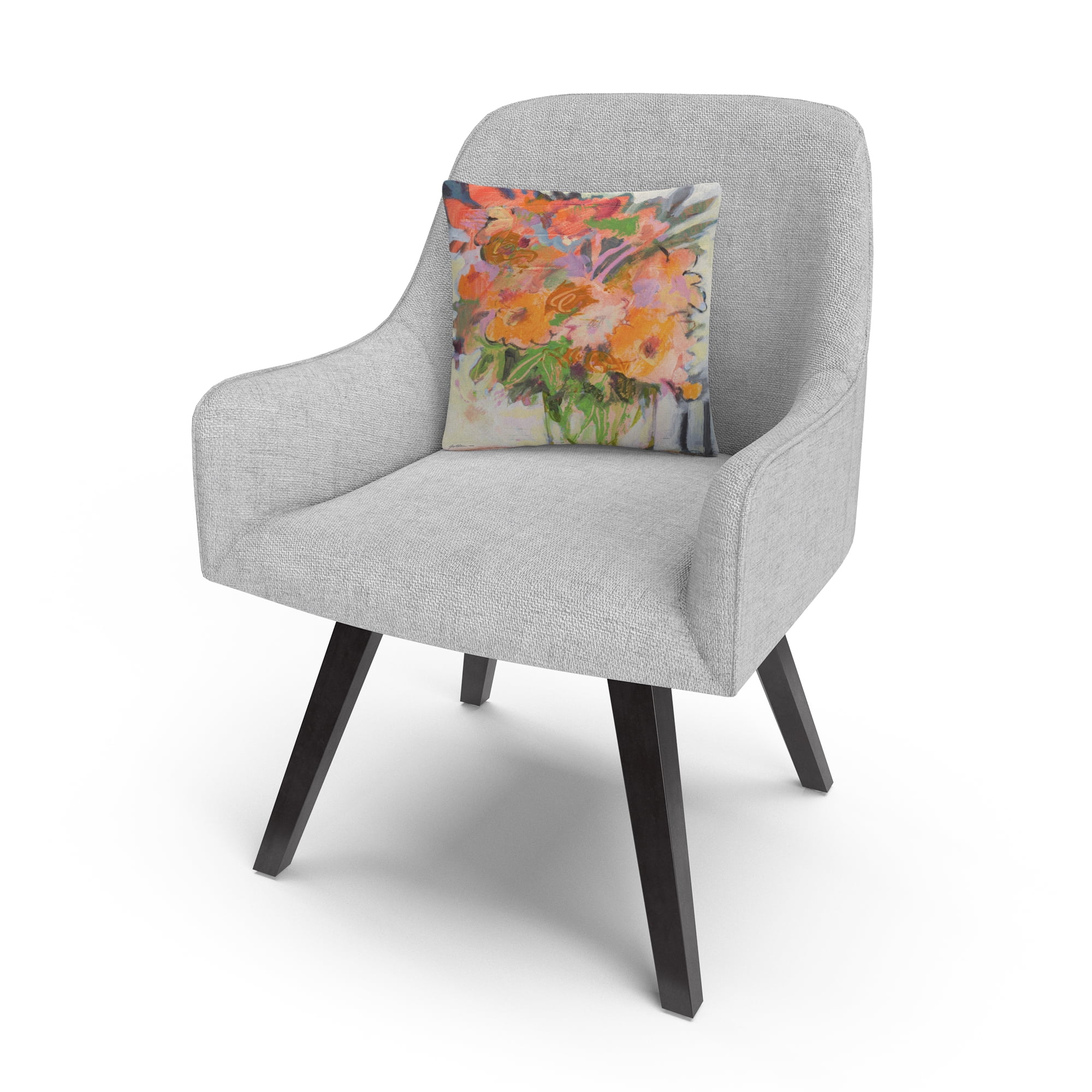 Orange Bouquet' Floral Watercolor Motif By Sheila Golden 16 X 16 Decorative Throw Pillow